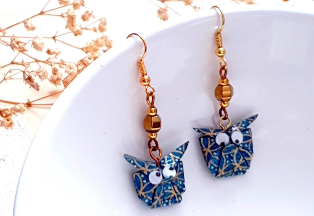 Les boucles d'oreilles hibou origami Geb & Nout
