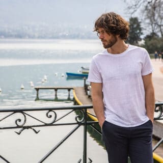 Tranquille Emile t-shirt en lin blanc