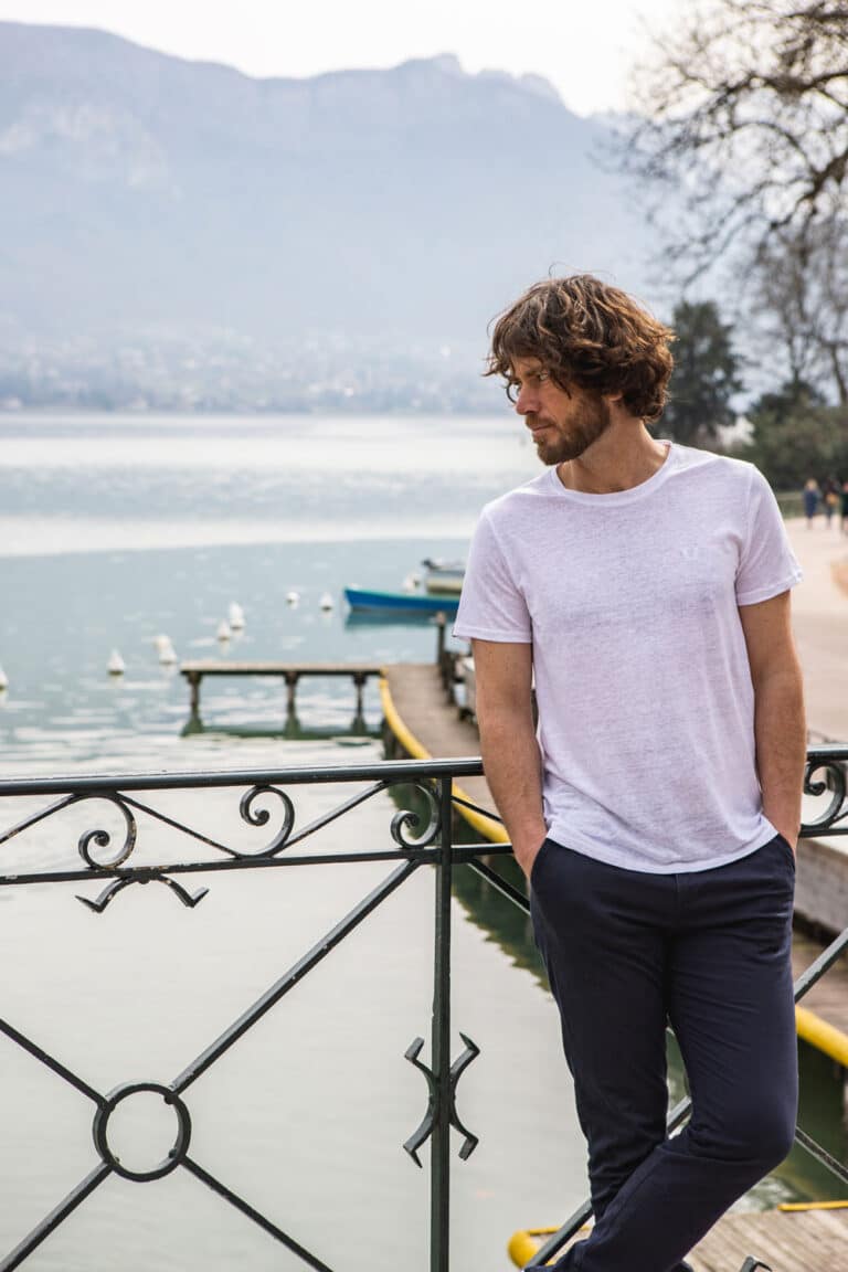 Tranquille Emile t-shirt en lin blanc