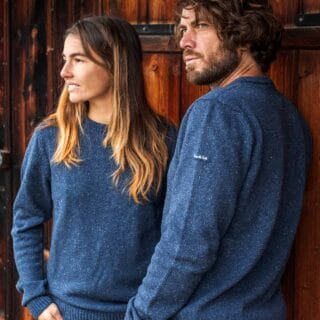 Tranquille Émile - Pull laine recyclée bleu Le Consciencieux