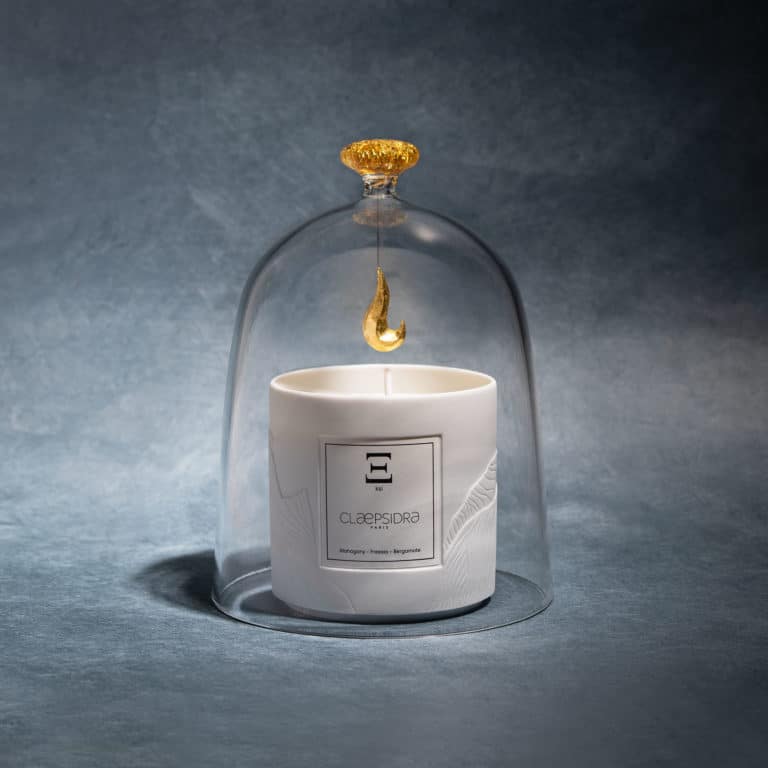 Claepsidra bougie et sa cloche en or