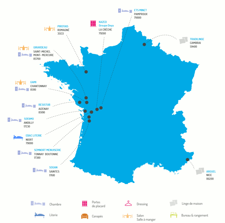 Sobréal carte de France des lieux de production