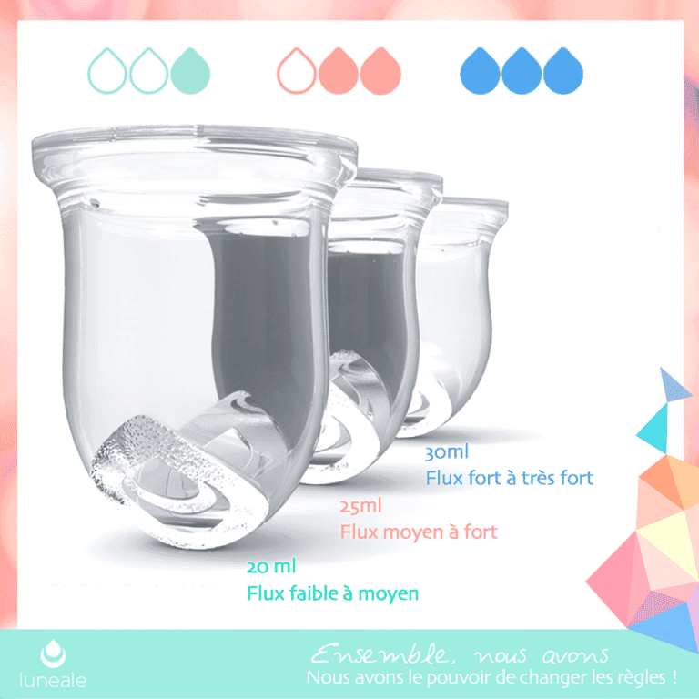 Luneal cup menstruelle trois tailles