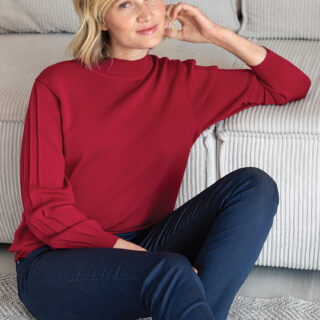 6807 ROF 1 pull col cheminee laine rouge fonce