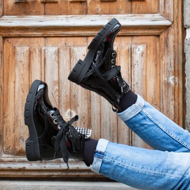 bottines noires brillantes Hirica