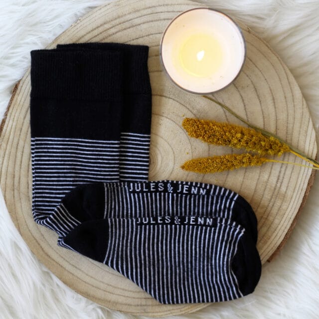 Jules et Jenn - Chaussettes rayées coton noir & blanc