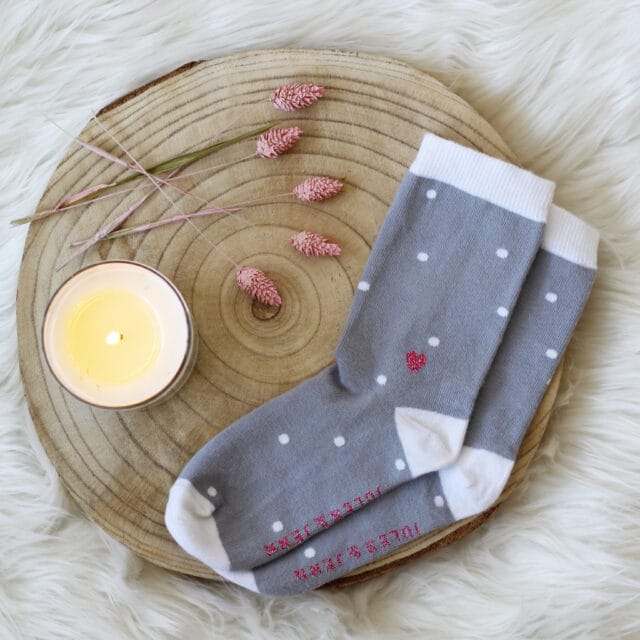 Jules et Jenn - Chaussettes femme à pois coton gris & blanc
