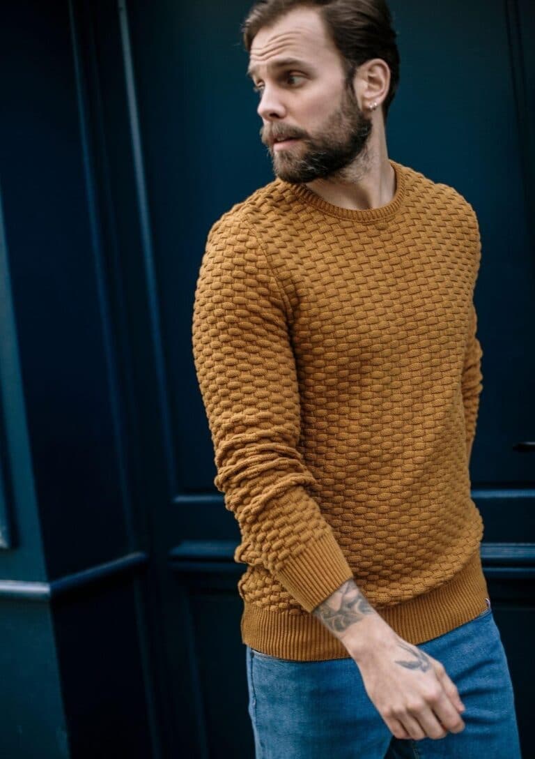 Le pull damier moutarde Montlimart