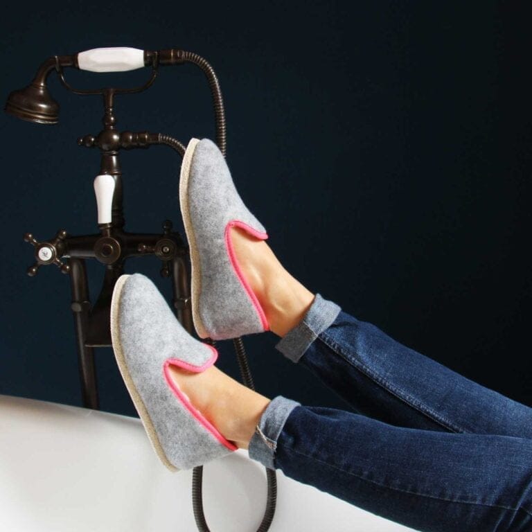 Les charentaises grises et roses Jules et Jenn