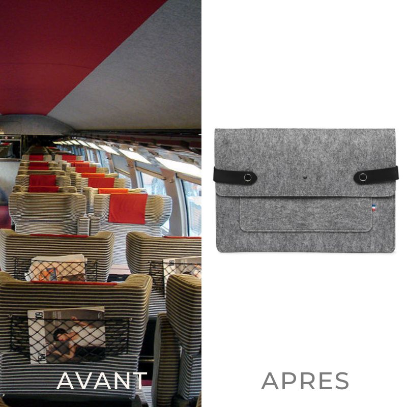 Pochette ordinateur upcycling France