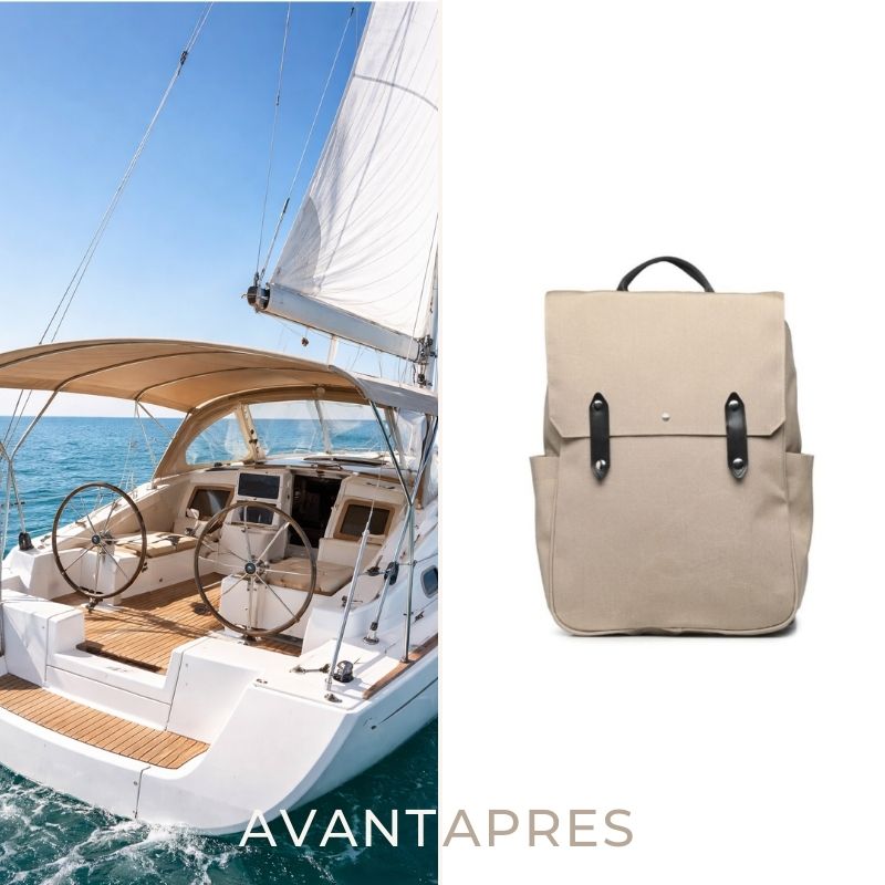sac à dos écologique upcycling beige