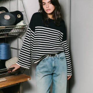 Maille Lori manches longues marine / naturel