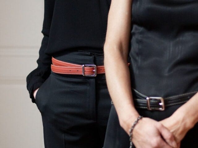 Saint Lazare ceinture femme upcyclee brique et noire Saint Lazare ceinture upcyclée