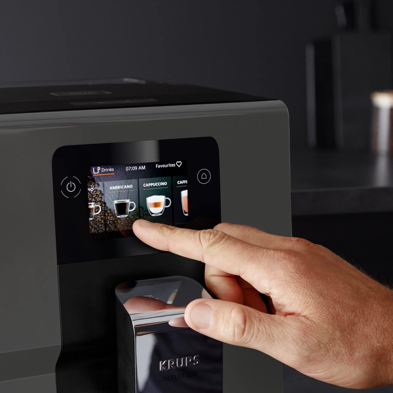 Krups EA873810 Machine à Café Grain Avec Broyeur - Ecran Tactile, 11 Boissons, Mousseur Lait Intégré