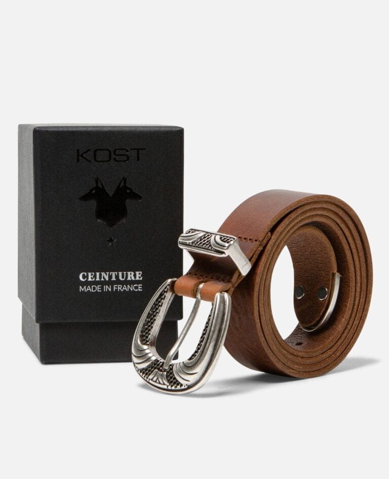 Ceinture cuir noisette mixte Keith