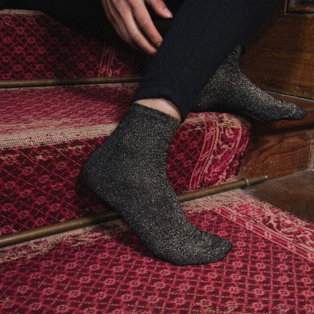 Chaussettes coton femme Golden Hour noir et or