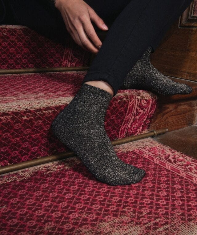 Chaussettes coton femme Golden Hour noir et or