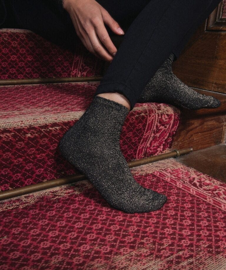 Chaussettes coton femme Golden Hour noir et or