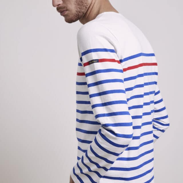 Le Minor Marinière blanc/bleu rayures rouges pour homme