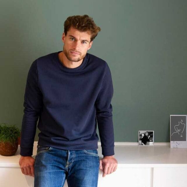 Sweat coton bio marine mixte (collection Ressource) Achel par Lemahieu