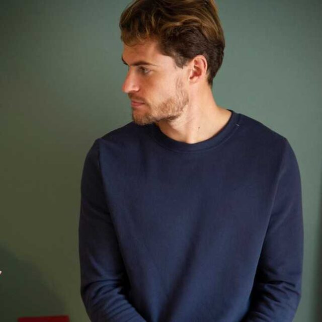 Sweat coton bio marine mixte (collection Ressource) Achel par Lemahieu