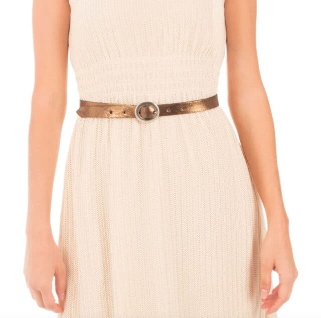 Ceinture fine cuir métallisé bronze