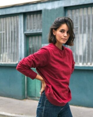 Héro - Sweat en coton recyclé rouge grenat