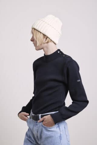 Bonnet à côtes beige écume par la marque Le Minor Le Minor - Bonnet à côtes beige écume