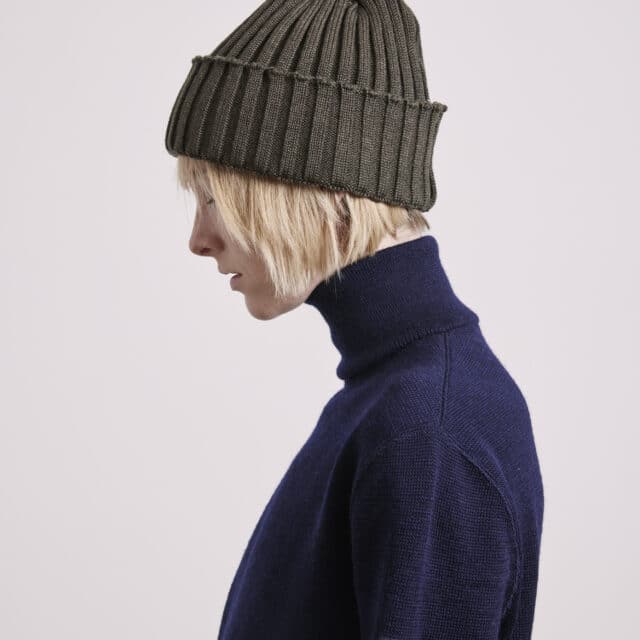 Le Minor - Bonnet à côtes bleu brun côtier