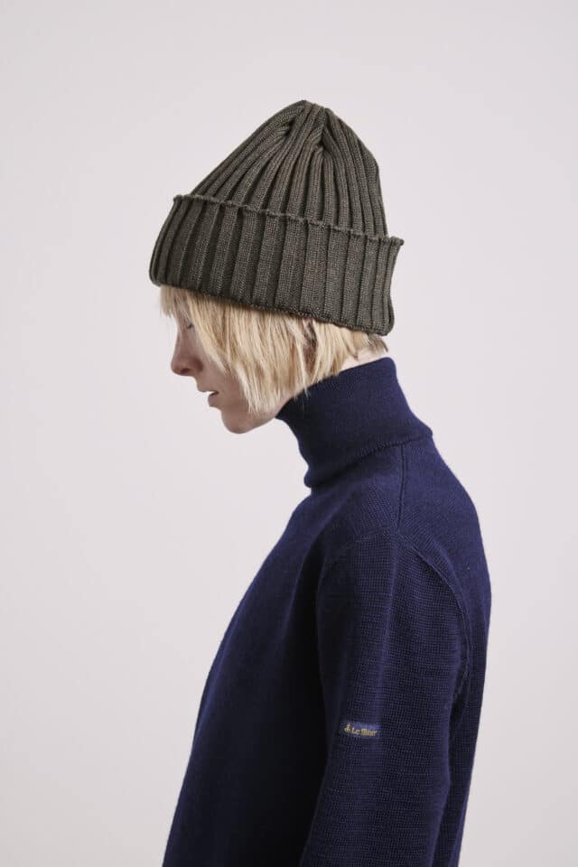 Le Minor - Bonnet à côtes bleu brun côtier