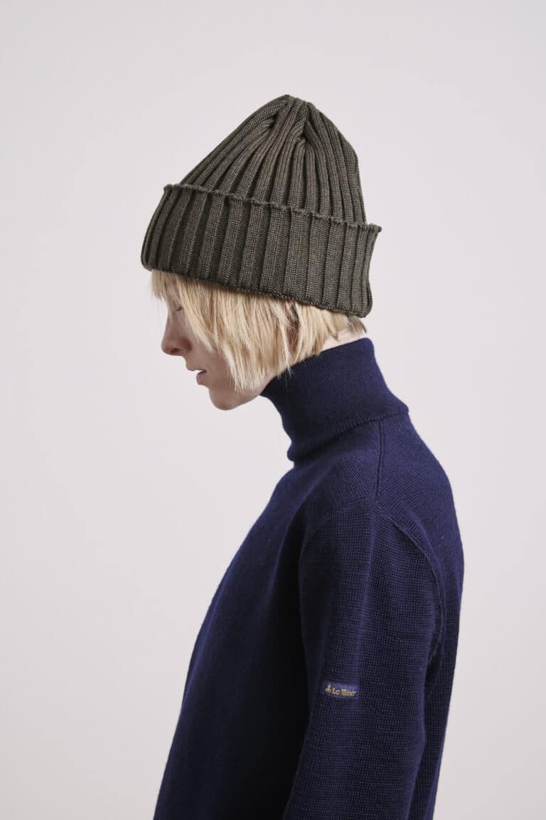 Le Minor - Bonnet à côtes bleu brun côtier