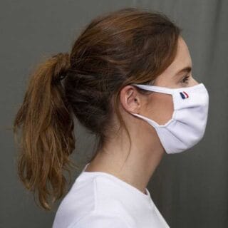 Masque coton bio blanc Le Tricolore par la marque Maison Lemahieu Maison Lemahieu - Masque coton bio blanc Le Tricolore