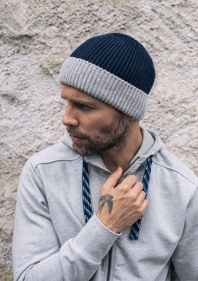 Montlimart - Bonnet bicolore gris clair marine