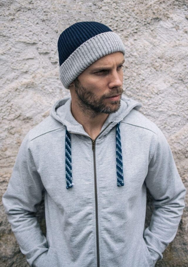 Montlimart - Bonnet bicolore gris clair marine
