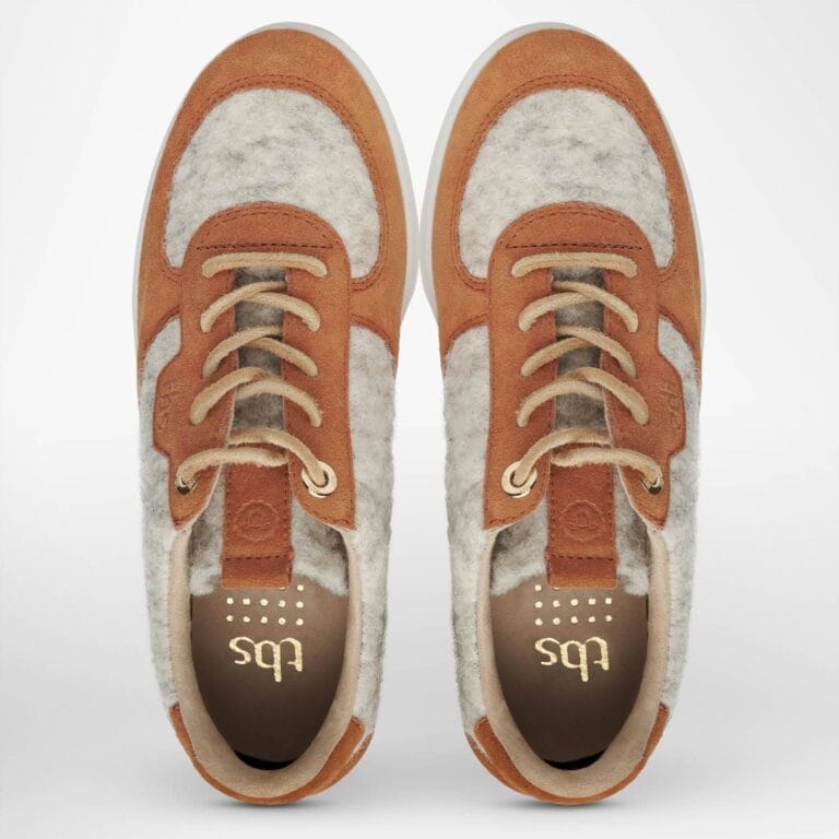 TBS - Baskets femme Bilaine cuir et laine gris marron