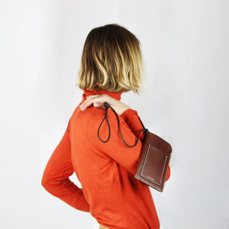 Étui à lunettes et porte-téléphone en cuir Nissim - Chocolat