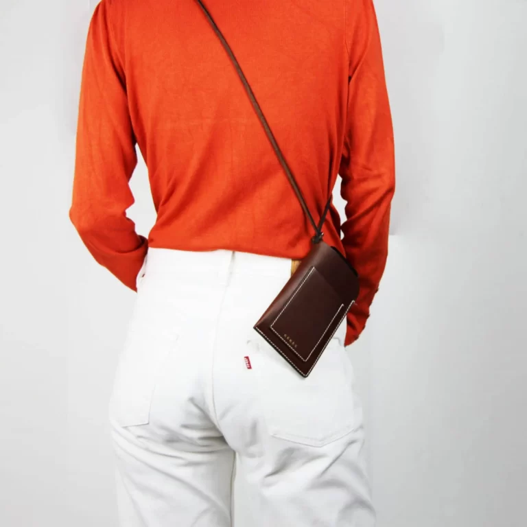 Étui à lunettes et porte-téléphone en cuir Nissim - Chocolat