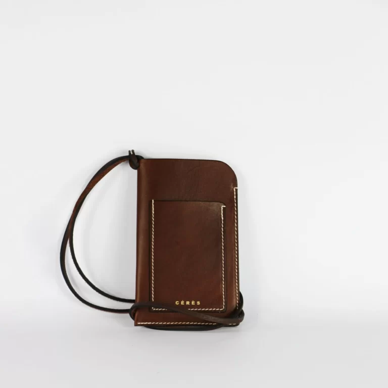 Étui à lunettes et porte-téléphone en cuir Nissim - Chocolat