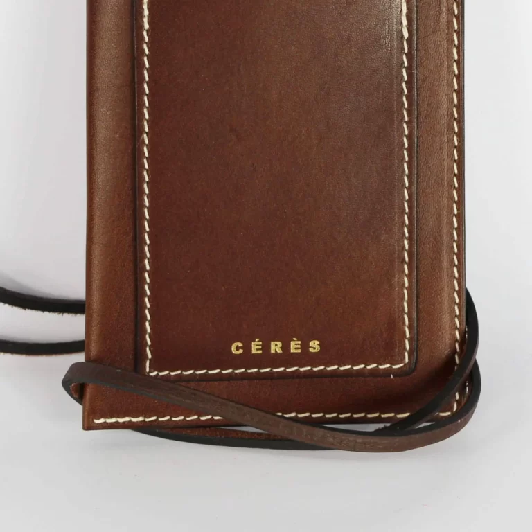 Étui à lunettes et porte-téléphone en cuir Nissim - Chocolat