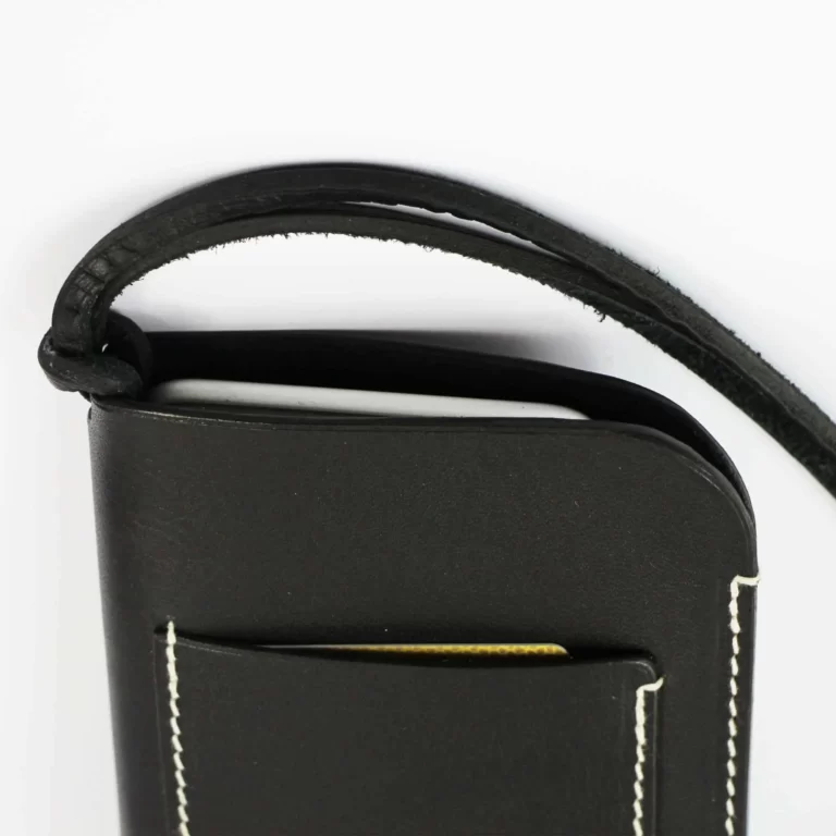 Étui à lunettes et porte-téléphone en cuir Nissim - Noir
