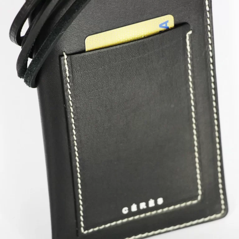 Étui à lunettes et porte-téléphone en cuir Nissim - Noir