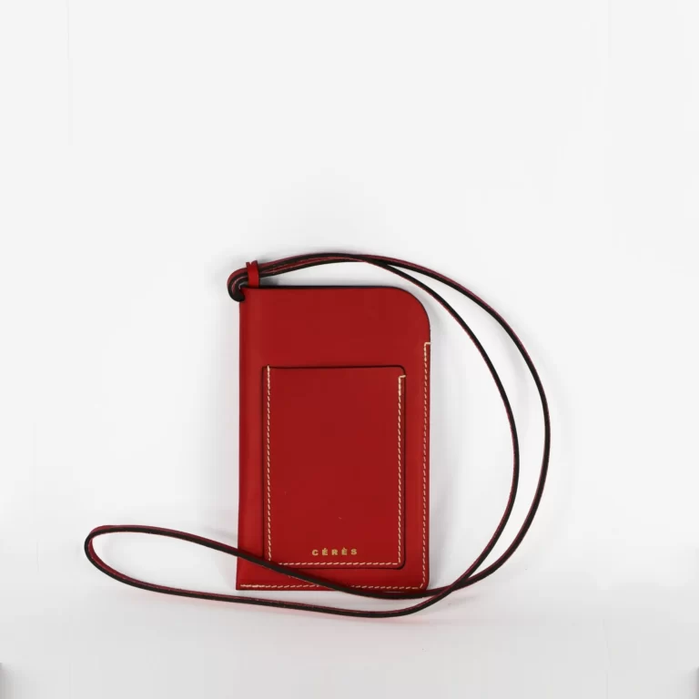 Étui à lunettes et porte-téléphone en cuir Nissim - Rouge