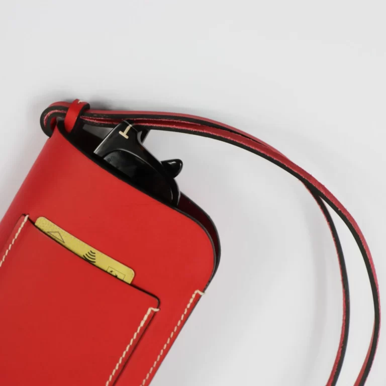 Étui à lunettes et porte-téléphone en cuir Nissim - Rouge