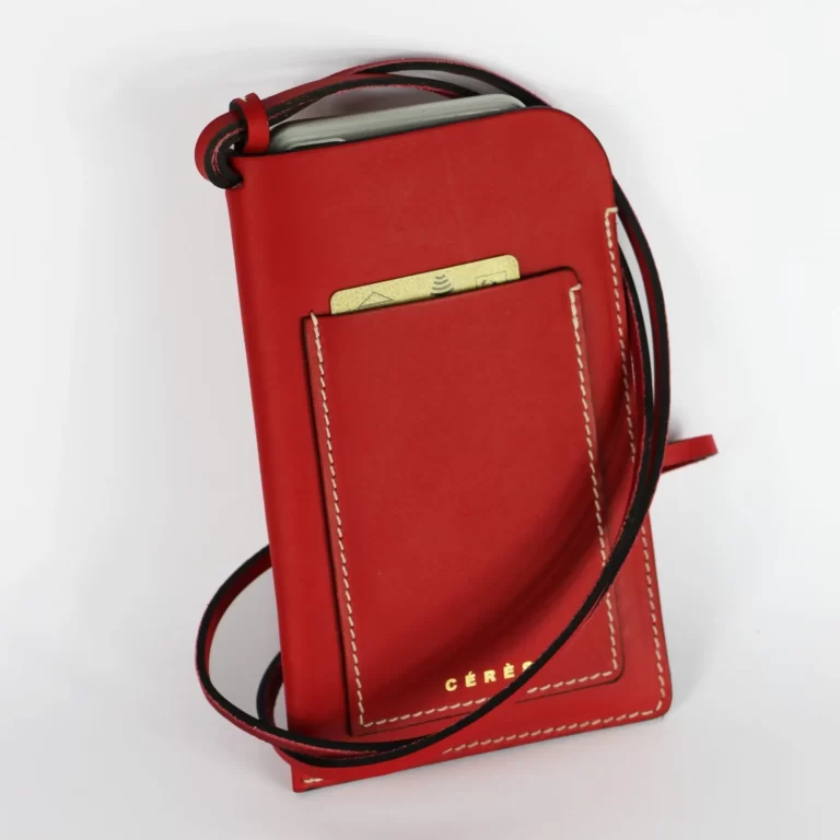 Étui à lunettes et porte-téléphone en cuir Nissim - Rouge