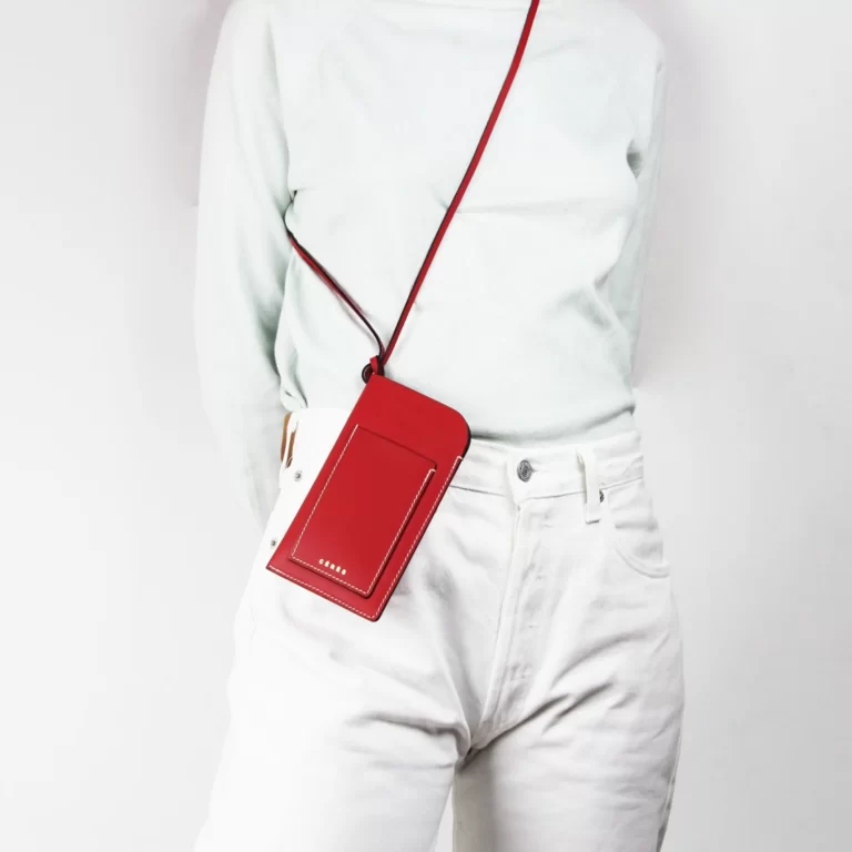 Étui à lunettes et porte-téléphone en cuir Nissim - Rouge