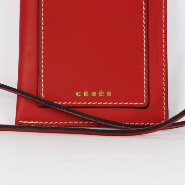 Étui à lunettes et porte-téléphone en cuir Nissim - Rouge