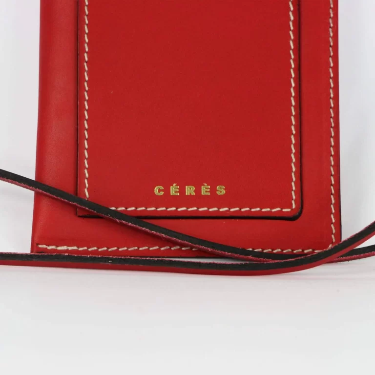 Étui à lunettes et porte-téléphone en cuir Nissim - Rouge