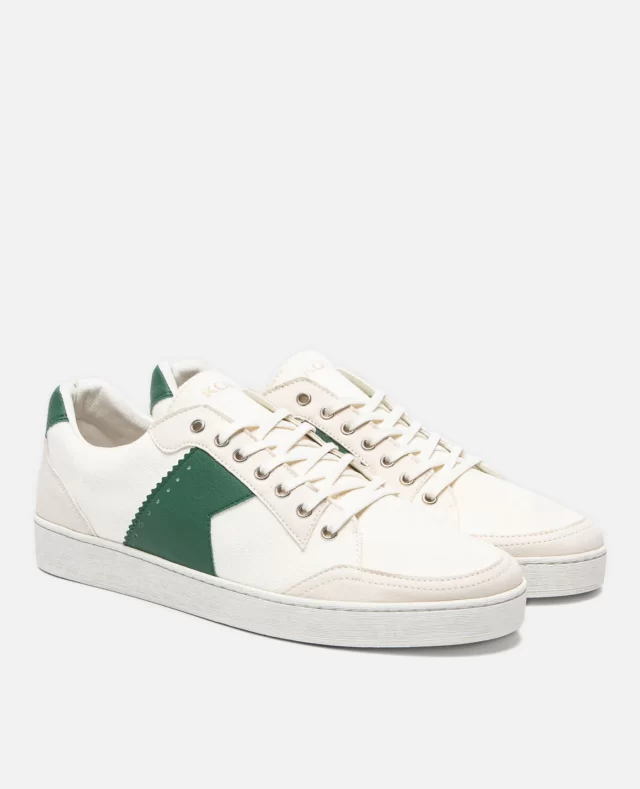 kost paris sneakers chill blanc vert 3 4 Sneakers Toile Blanc Made in France Homme