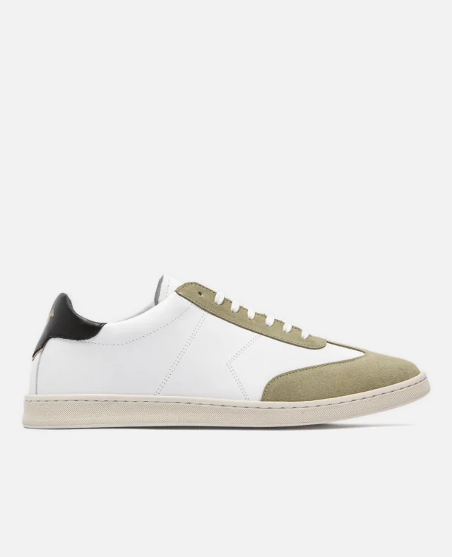 Kost Paris - Sneakers en cuir blanc et kaki homme Jerry