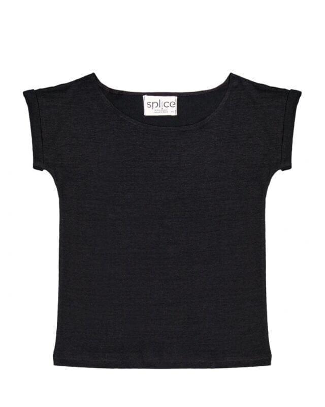 Splice - Tee-shirt col bateau en lin Lindémodable - Noir smoky